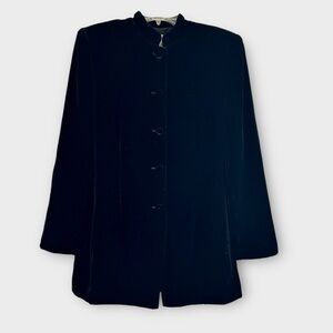 🖤 Black Silk-Blend Velvet Nehru Collar Jacket | Lord & Taylor | Quiet Luxe